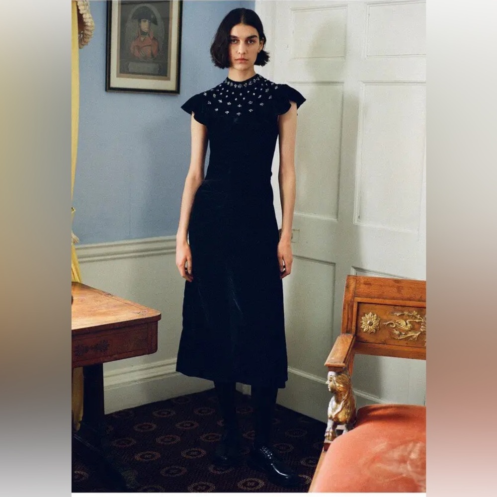 NWT SEA Caryl Beaded Velvet Dress